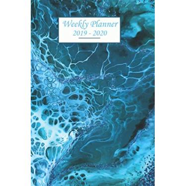 Imagem de Weekly Planner 2019-2020: Monthly Schedule - 1 week at a glance - Calendar Checklists & Notes Daily To Do’s Academic Organizer Notebook Agenda ... Colors Watercolors Blue Water Sea Foam