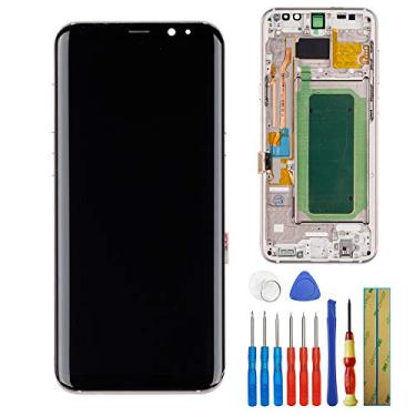 Imagem de Nova tela OLED compatível com Samsung Galaxy S8+ Plus G955F G955A G955V G955T G955T G955R4 LCD Touch Screen Display Assembly com moldura + ferramentas (ouro)