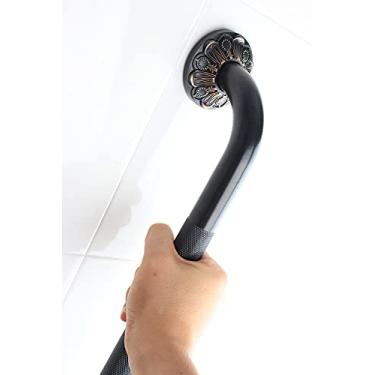 Imagem de IMPEU Barra de apoio antiderrapante para banheiro de 30,5 cm, barra de chuveiro texturizada para banheira, apoio de braço de segurança doméstica, trilho de mão de vaso sanitário, acabamento bronze de