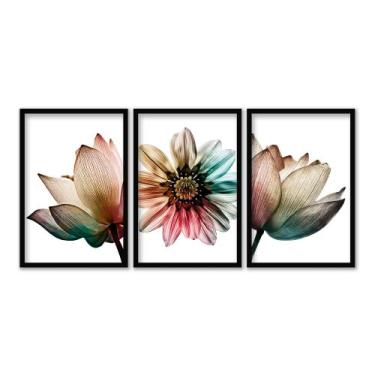 Imagem de Kit 3 Quadros Flor Tulipa Folha Decoração Sala Quarto A2 - Deliquadros