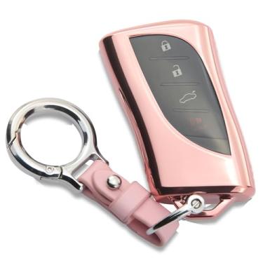 Imagem de LIANGYM Capa de chave de proteção total para chaves de carro com corrente de couro adequada para 2018-2024 ES350 RX350h LC500h LS500h 2019-2024 UX200 UX250h ES250 ES300h 2020-2023 GX460 NX350h 0 NX4