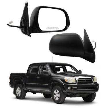 Imagem de Dasbecan Espelho retrovisor do lado do passageiro compatível com Toyota tacoma 2005-2011 capa preta fosca espelho retrovisor direito com dobra manual/substituição de vidro elétrico # 87910-04170