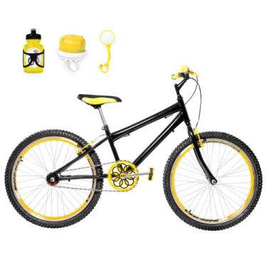 Imagem de Bicicleta Masculina Aro 24 Aero + Kit Passeio - FlexBikes, Preto, Amar