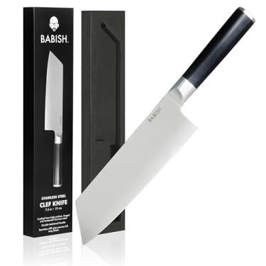Imagem de Babish Talheres de aço alemão de alto carbono 1.4116, faca de cozinha de 19 cm Clef (cutelo + Chef), faca de destaque de boa limpeza de 2022