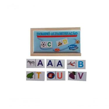 Imagem de Jogo De Dominó Alfabetização Em Mdf 28 Peças