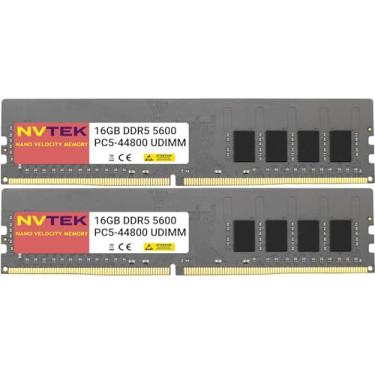 Imagem de NVTEK 32GB (2X16GB) DDR5 5600MHZ PC5-44800 1Rx8 1.1V CL46 288-PIN Non-ECC Unbuffered UDIMM Desktop PC Memory KIT