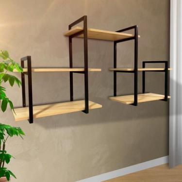 Imagem de Prateleira Suspensa 100cm Organizadora Rustica Moderna Parede - Metal 