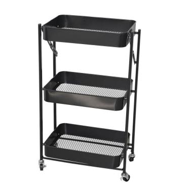 Imagem de Carrinho Organizador Multiuso 3 Prateleiras Aço Com Rodinhas