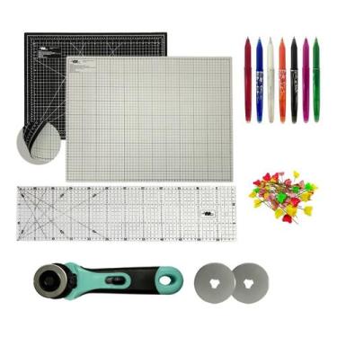 Imagem de Kit Base de Corte 60x45 Dupla Face Duas Cores Preta Cinza Cortador 45m