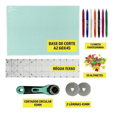 Imagem de Kit Base De Corte Completo 60x45 Régua 60 Cortador 45 2 laminas Reserv