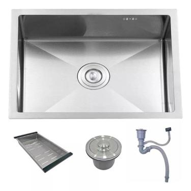 Imagem de Cuba Cozinha Gourmet Aço Inox Escovado 304 Completa 50x40 Prata Brinovar