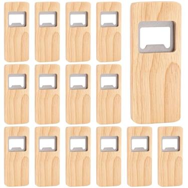 Imagem de Framendino, Pacote com 15 abridores de garrafas de madeira em branco com alça de madeira para presente de festa de casamento