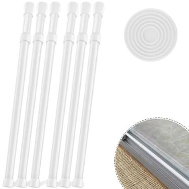 Imagem de Pacote com 6 barras de segurança de janela de 39,9 cm a 69,8 cm barras de bloqueio de porta de vidro deslizantes ajustáveis barras de trava de trava de trava de janela com pontas de borracha para