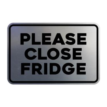 Imagem de Signs ByLITA Placa emoldurada clássica Please Close Fridge Door or Wall | Placa ecológica para casa (prata escovada) - Pequena