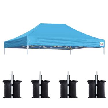 Imagem de Eurmax Capa de reposição para tenda de gazebo pop-up dos EUA, pacote com 4 peças, pacote de bônus (10 x 15, azul celeste)