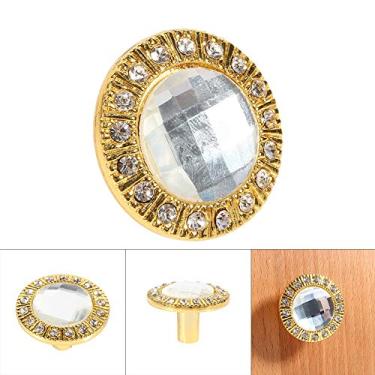 Imagem de Puxador de Porta de Gaveta de Guarda-roupa de Cristal de Diamante Transparente Brilhante Decorativo Botão de Ouro 10 Peças
