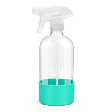 Imagem de Frascos de spray de vidro Roinisor com proteção de silicone, frascos de spray reutilizáveis vazios de 473 ml, recipientes recarregáveis com bicos de spray para soluções de limpeza, plantas e óleos