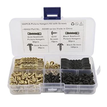 Imagem de QANYEGN 100 peças cabides de imagem dente de serra de furo duplo, kit de cabides de imagem, cabides de imagem dente de serra para pendurar relógio de porta-retratos