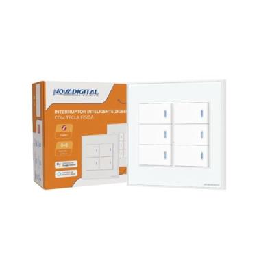 Imagem de Interruptor Inteligente Zigbee Novadigital 4x4 6 Teclas Físicas Compatível com Alexa Google Tuya Smart Life Bivolt (Branco)