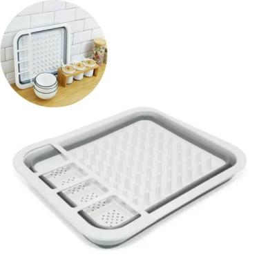 Imagem de Escorredor De Louça Secador Cozinha Prato Silicone Retrátil - New