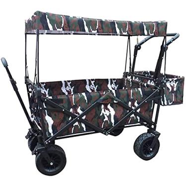 Imagem de Carrinho de vagão dobrável Vagão resistente com dossel Carrinho de compras multifuncional para acampamento ao ar livre na praia carrinhos de caminhão com rodas Carroça dobrável Carga: 150 kg (Cor: B)