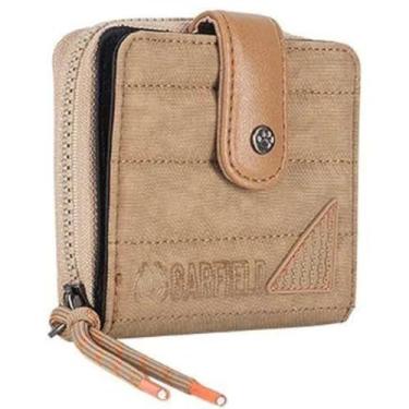 Imagem de Carteira Unissex Tactel Nylon Porta Cartão Documentos Pequena Espaçosa Dia A Dia (Bege)