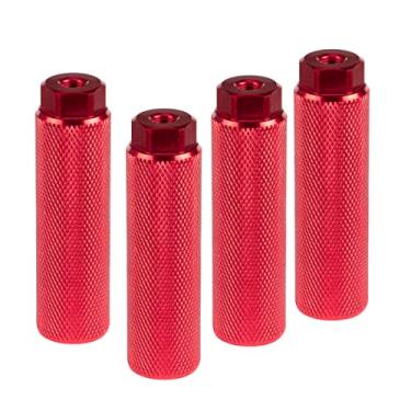 Imagem de KINSPORY 4 pinos de bicicleta para eixos de 9,5 cm, pinos de bicicleta de BMX antiderrapantes de liga de alumínio para bancos traseiros de mountain bike suportes para ciclismo (vermelho)