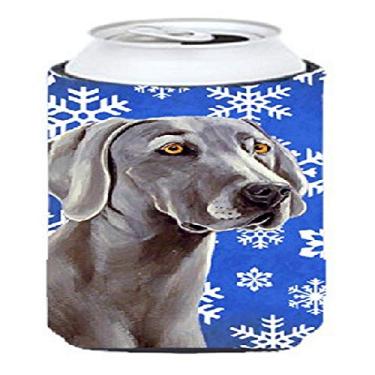 Imagem de Caroline's Treasures LH9296TBC Weimaraner Flocos de neve de inverno férias menino alto isolamento de bebidas isolador abraçador, menino alto, multicolorido