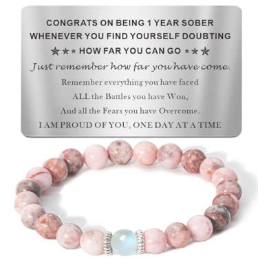 Imagem de TOLOWOBK Melhores presentes de sobriedade para mulheres, presentes sóbrios de 1 ano, pulseira de sobriedade, carteira, cartões, pulseira de pedras preciosas para mulheres, presente de aniversário para