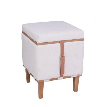 Imagem de Puff Flex Decorativo Quadrado Baú Mesa De Centro Linho Claro