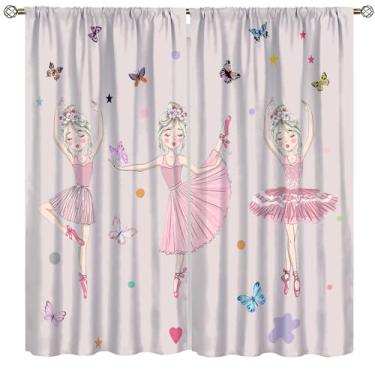 Imagem de Cortina bailarina, balé para bebês meninas, cortinas coloridas de borboleta, tratamento de janela, cortinas com bolso para varão, cozinha, sala de jantar, berçário, quarto, sala de estar, escritório