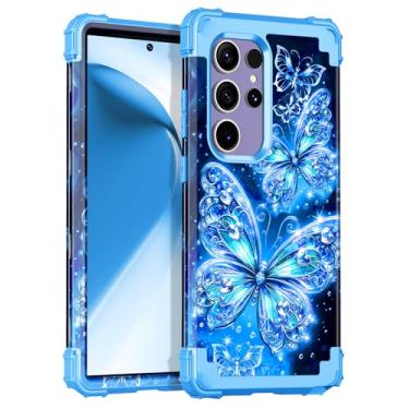 Imagem de Casetego Capa para Galaxy S24 Ultra 5G, brilham no escuro, três camadas, resistente, à prova de choque, proteção total, policarbonato rígido + capa amortecedora de TPU macio para Samsung Galaxy S24