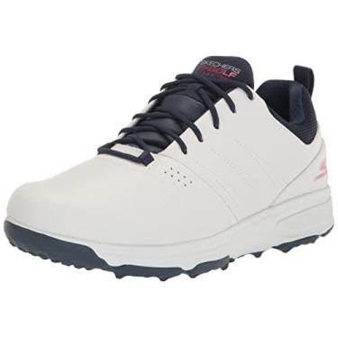 Imagem de Skechers Sapato de golfe masculino Go Torque Pro impermeável, Branco/Azul marinho, 8 Wide