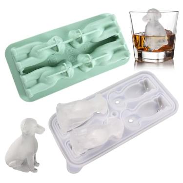 Imagem de SHONSILIC Molde de cubo de gelo para cães Labrador, bandeja de cubos de gelo em forma de cachorro, formas divertidas de molde de gelo de silicone, faça 4 bolas de gelo fofas para coquetéis de uísque e