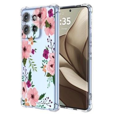 Imagem de RRXSYXL Capa para Moto Edge 50 com estampa floral transparente, capa macia à prova de choque para Motorola Edge 50, flor de cerejeira