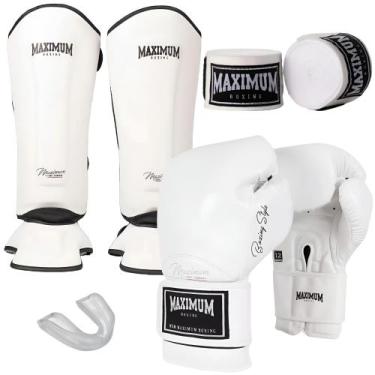 Imagem de Kit Luva Muay Thai Classic White + Caneleira Muay Thai Classic White +