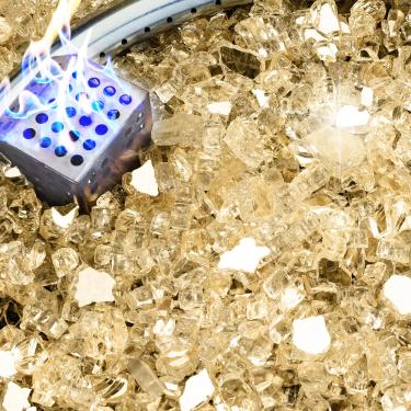 Imagem de NUPICK Vidro de fogo de 2,3 kg, vidro refletivo de 1/4 polegada, pedra de vidro de fogueira temperado para propano ou gás natural, pedras de vidro para mesa de fogueira, vidro de lareira para