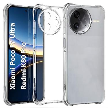 Imagem de USTIYA Capa para Xiaomi Poco F7 Ultra 5G/Redmi K80 Pro 5G TPU transparente quatro cantos Capa de proteção de nível militar transparente macia