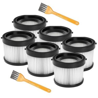 Imagem de Pacote com 6 filtros HEPA DCV501HB DCV5011H substitui o filtro de vácuo DEWALT, serve para aspirador de pó portátil sem fio De-Walt 20V, 2 escovas incluídas, laváveis e reutilizáveis (6)