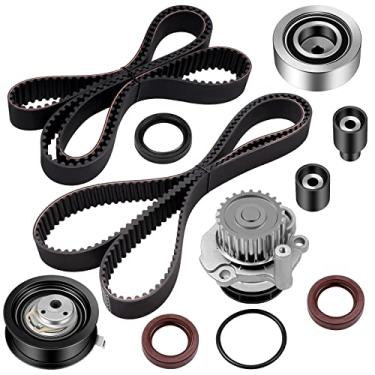 Imagem de SCITOO para 98 99 00 01 02 03 04 Volkswagen Beetle/99 00 01 02 03 04 Volkswagen Jetta, kit de cinto de temporização substituível, incluindo bomba de água de cinto de temporização com rolamento de tensor de junta etc.