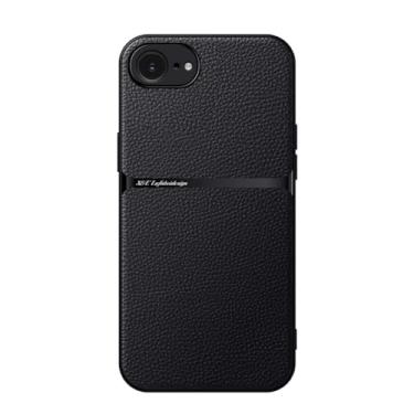 Imagem de Kepuch Capa para iPhone 16e - Litchi Grano Case Placa de Metal Embutida - Preto