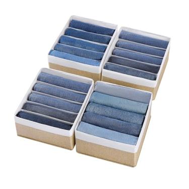 Imagem de Coorganisers Organizadores de gaveta de jeans para roupas, organizador de roupas de guarda-roupa com 5 grades, organizadores de armário laváveis em tecido e caixas de armazenamento para jeans, calças