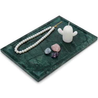 Imagem de Bandeja de mármore natural realmente luxuosa – Bandeja de mármore de 30 x 20 cm para exibição de perfume, organizador de joias, banheiro e decoração de casa - Bandeja de pedra antiderrapante