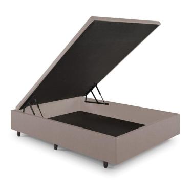 Imagem de Base Box Baú Viúva 128x188x42cm Courino Linho Bege