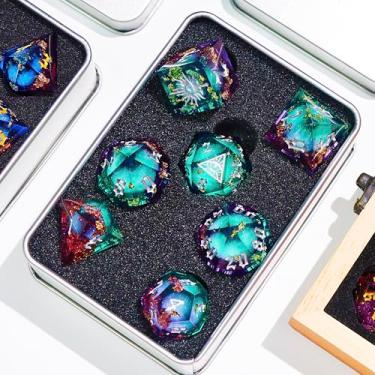 Imagem de Third Mystery Eye Liquid Core DND Dice Set for Role Playing Games, 7 PCS Dungeons and Dragons Dice Set with Metal Box for D&D Gifts, RPG DND Starter Dice Set