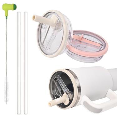 Imagem de Tampa de substituição à prova de vazamento de canudo flip para Stanley 1,134 g Tumbler Quencher - 2 pacotes 1,134 g Tampa superior à prova de derramamento reutilizável Stanley Cup acessórios com