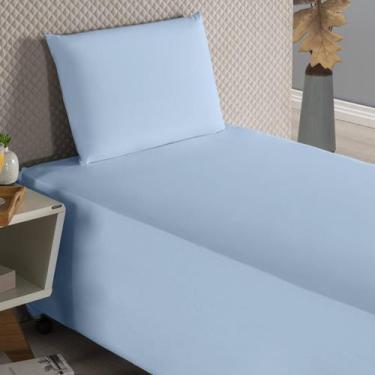 Imagem de Jogo De Lençol Conjugado Solteiro Algodão Cama Box Azul - Beatriz Enxo