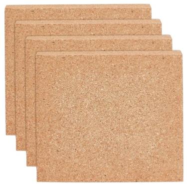 Imagem de OLYCRAFT 4 quadros de avisos quadrados, 14 x 14 cm, placa de cortiça de madeira não autoadesiva, 1,5 cm de espessura, quadrada, placa de madeira, quadros decorativos para decoração de parede, festa