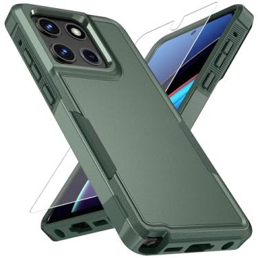 Imagem de Vinve Capa para Moto G Stylus 2025 com protetor de tela HD, à prova de choque de nível militar e proteção de camada dupla, capa de telefone com design de aderência antiderrapante, verde escuro