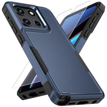 Imagem de Vinve Capa para Moto G Stylus 2025 com protetor de tela HD, à prova de choque de nível militar e proteção de camada dupla, capa de telefone com design de aderência antiderrapante, azul